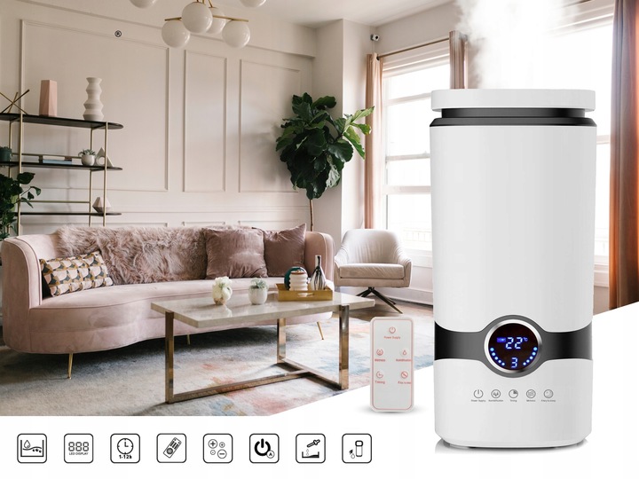 Nawilżacz powietrza AUTOMATYCZNY + AROMATERAPIA 3w1 + 3 OLEJKI FILTR PILOT