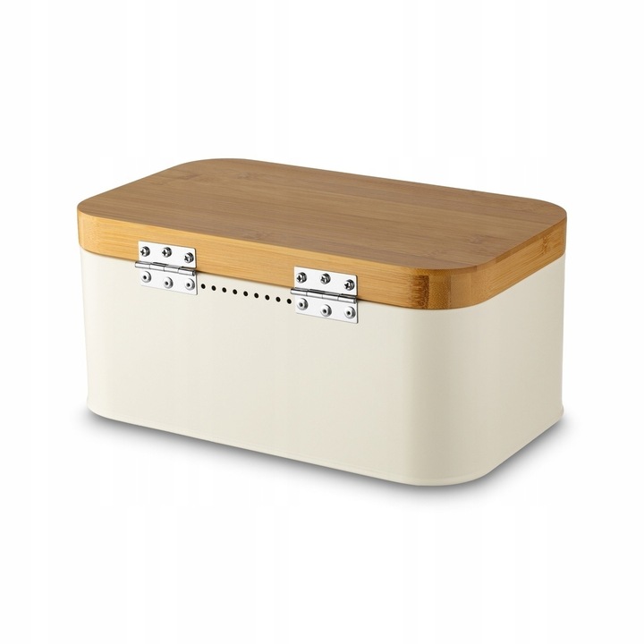 CHLEBAK STALOWY Pokrywa BAMBUSOWA POJEMNIK na PIECZYWO CHLEB BUŁKI