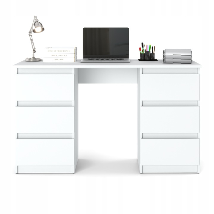 Biurko Białe 120cm Biurko szkolne 6 szuflad Stolik dla dziecka