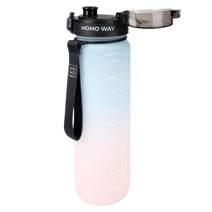 Duża BUTELKA na wodę MOMO WAY szczelny BIDON z miarką BPA free tritan 1l