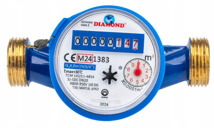 WODOMIERZ LICZNIK MIERNIK DO WODY ZIMNEJ ANTYMAGNETYCZNY DN20 FI 3/4"