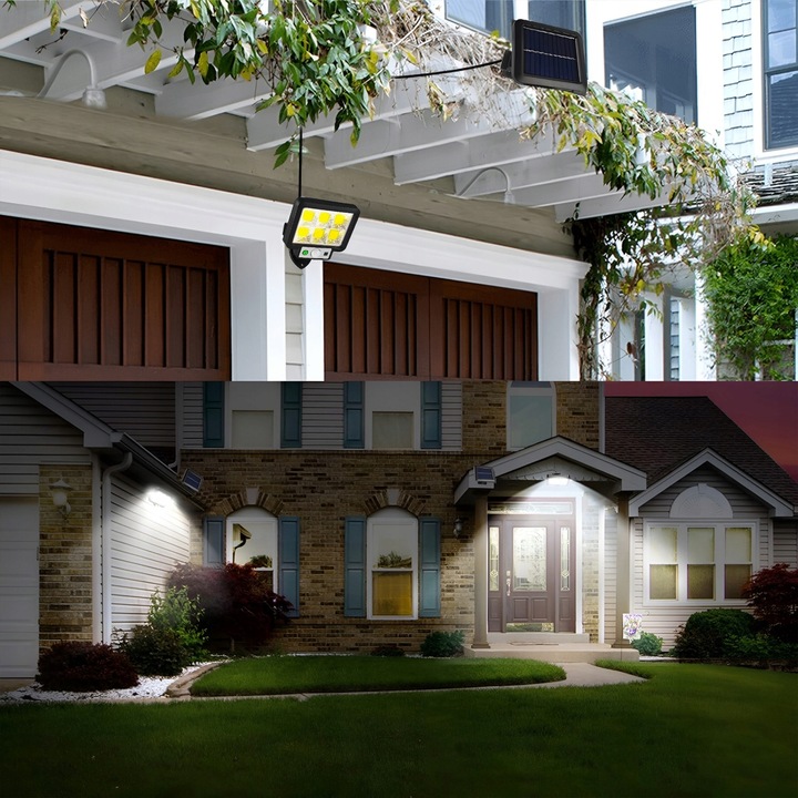 LAMPA SOLARNA LED DO OGRODU GARAŻU Z CZUJNIKIEM ZMIERZCHU RUCHU + PILOT