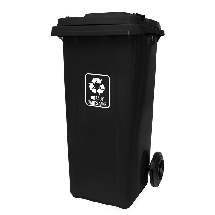 KOSZ ŚMIETNIK POJEMNIK KUBEŁ NA ŚMIECI ODPADY 120L CZARNY DO SEGREGACJI
