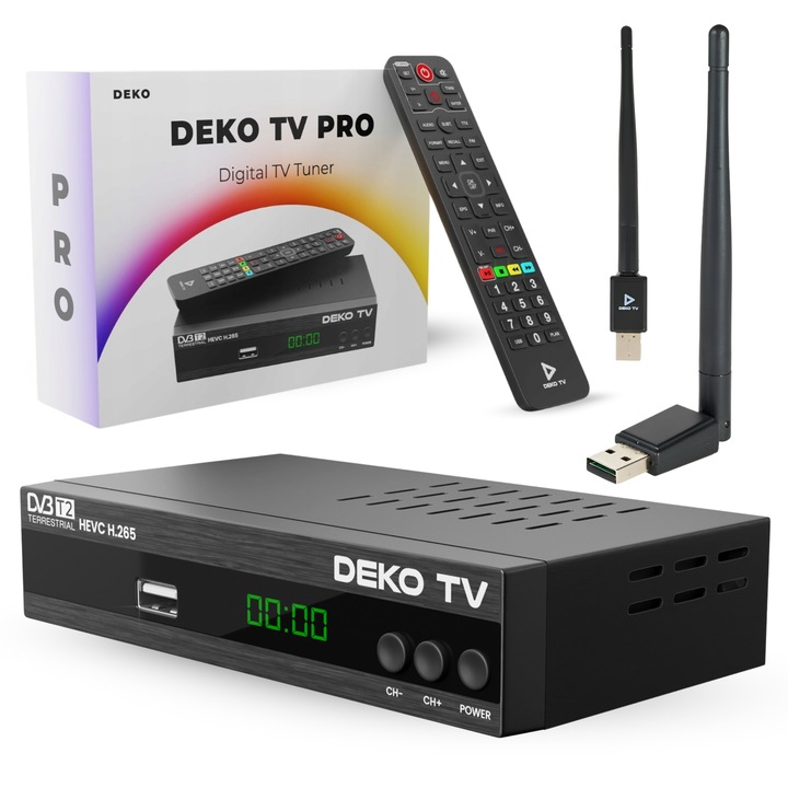 Tuner Dekoder DVBT2 DekoTV PRO Do TV Naziemnej DVBT 2 DVB T2 + Antena
