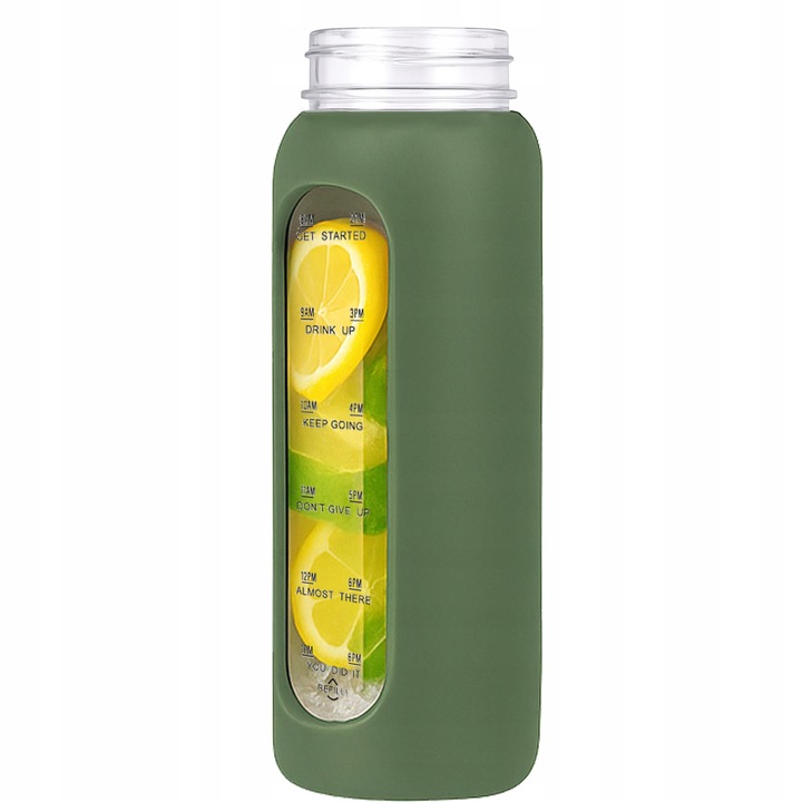 Szklana butelka na wodę z motywacją miarką z 2 słomkami bidon z ustnikiem
