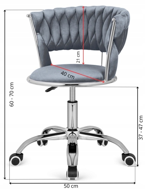 Krzesło obrotowe do biurka ucznia gabinetu regulowane welurowe
