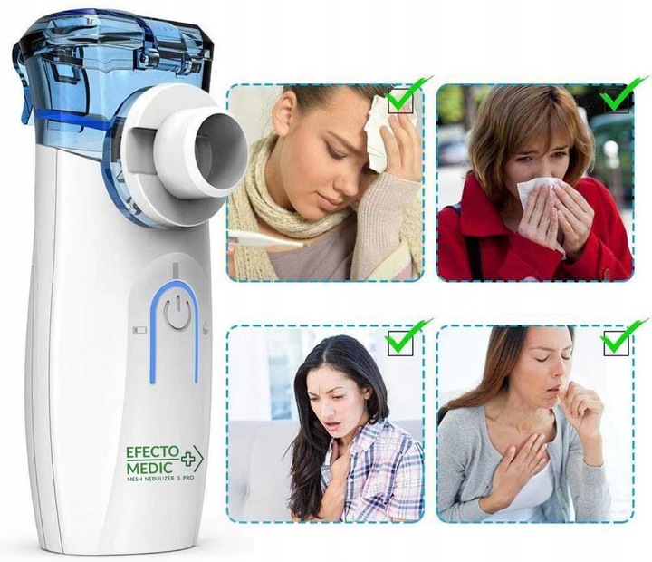 INHALATOR NEBULIZATOR Siateczkowy DLA DZIECI DOROSŁYCH przenośny CICHY SPRO