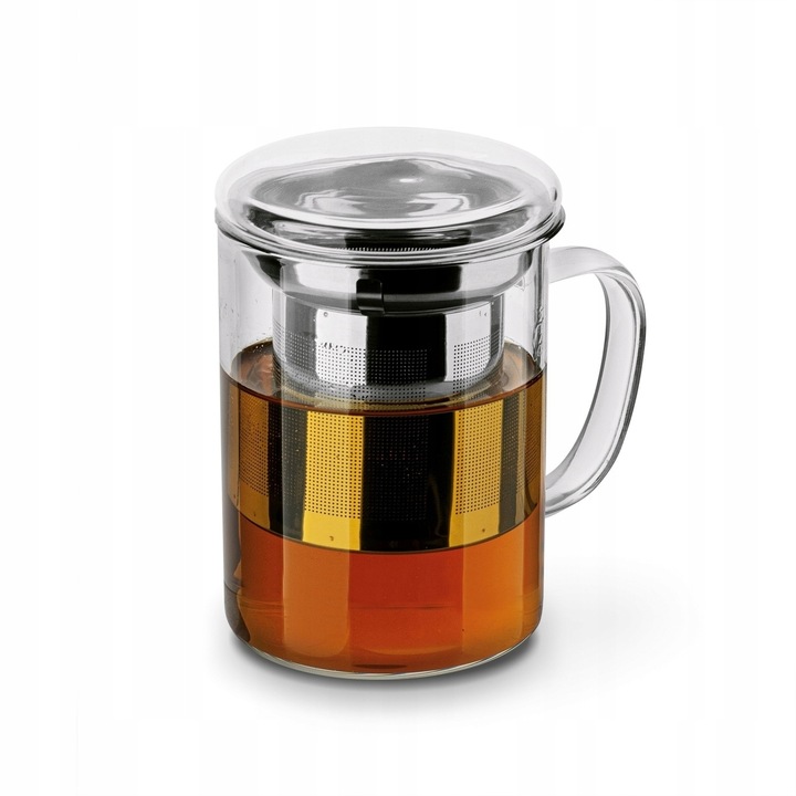 KUBEK z ZAPARZACZEM Nierdzewny z Uchem SZKLANY Konighoffer Cortese 350 ml