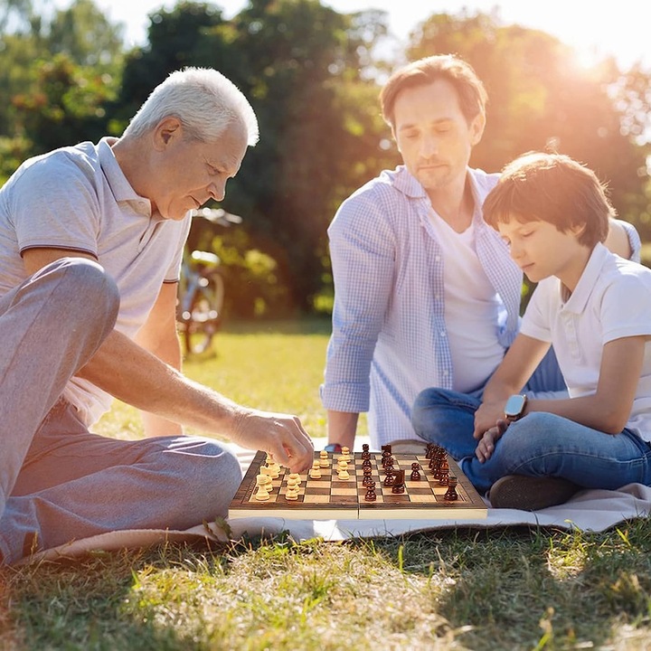 GRA W SZACHY WARCABY TRYKTRAK DUŻE DREWNIANE 3w1 PREZENT