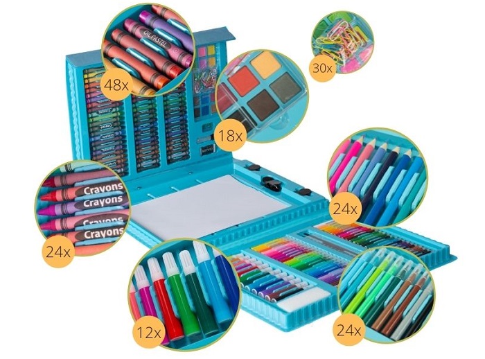 ZESTAW DO MALOWANIA RYSOWANIA ARTYSTYCZNY WALIZKA Niebieska DZIECI PREZENT