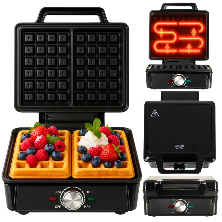 GOFROWNICA 2000W OPIEKACZ DO GOFRÓW MOCNA Z REGULACJĄ TEMPERATURY