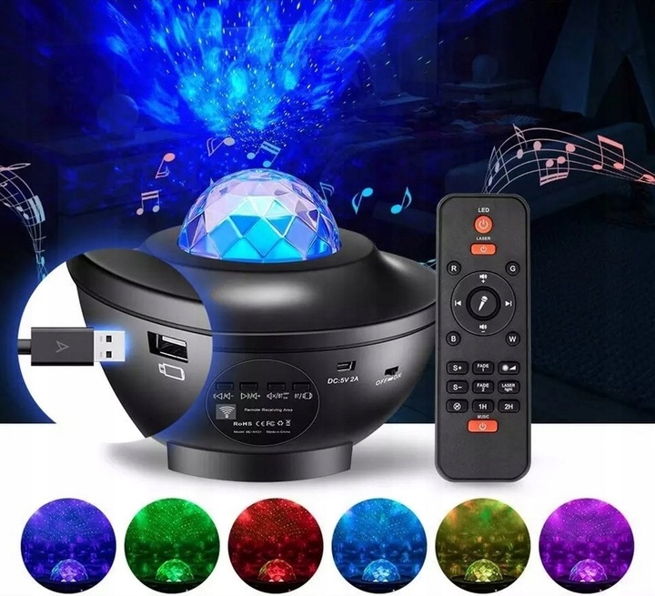 PROJEKTOR GWIAZD STAR LED LAMPKA NOCNA BLUETOOTH