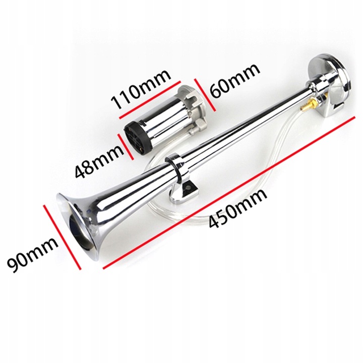 SYGNAŁ KLAKSON PNEUMATYCZNA TRĄBKA FANFARA JAK TIR 139dB Z KOMPRESOREM 12V