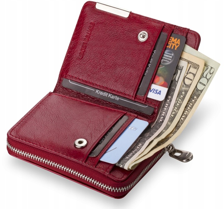 Lakierowany PORTFEL Damski MAŁA PORTMONETKA Skóra Naturalna ELEGANCKI