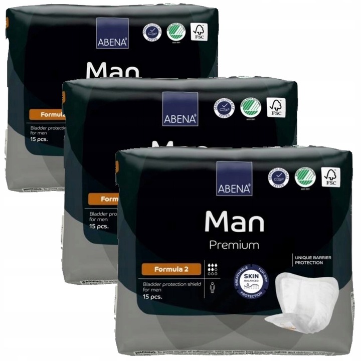WKŁADKI DLA MĘŻCZYZN 3 x15 szt nietrzymanie moczu ABENA MAN FORMULA 2
