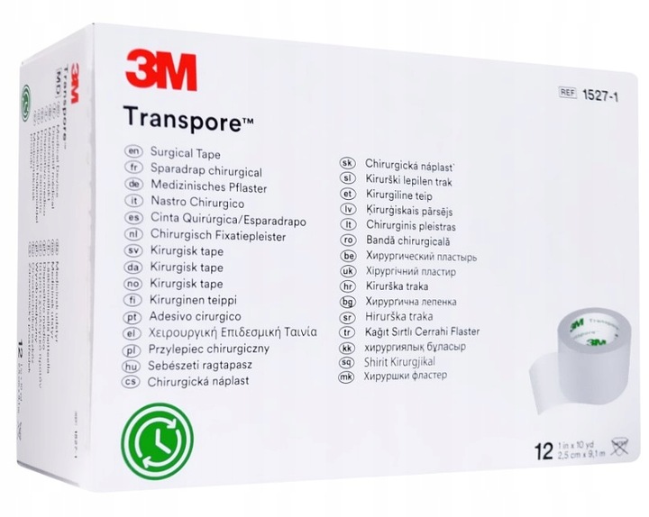 Przylepiec chirurgiczny 3M Transpore 2,5 cm x 9,1 m 12 sztuk