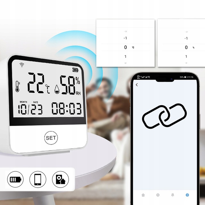 Stacja pogodowa WiFi Termometr Higrometr ZDALNY DOSTĘP Zegar Aplikacja