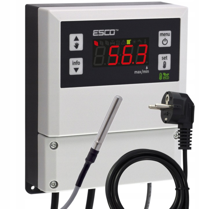 Sterownik regulator termostat pompy C.O. obiegowej pieca + Wtyczka