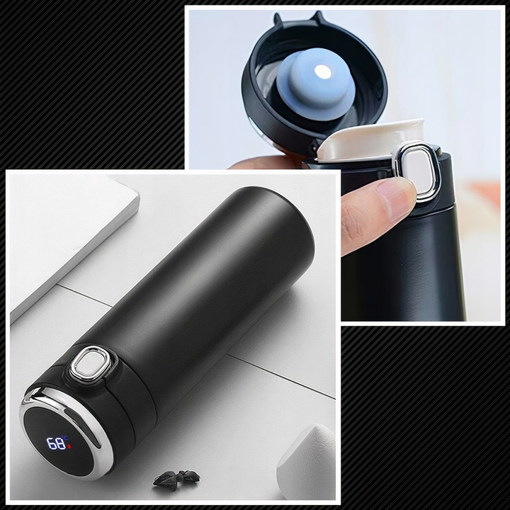 KUBEK TERMICZNY TERMOS Z USTNIKIEM NA KAWĘ HERBATĘ DO SAMOCHODU 420 ML LED