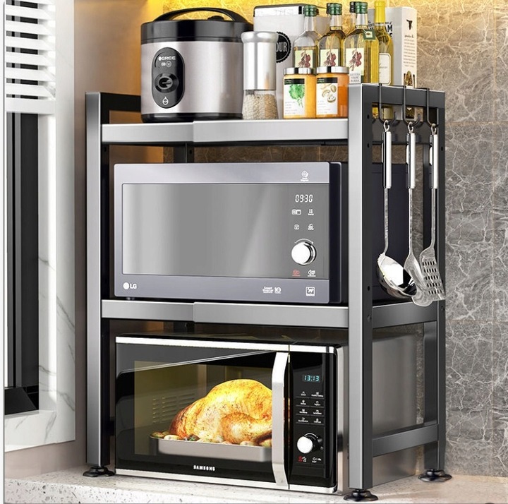 PÓŁKA REGULOWANA PODWÓJNA STOJAK DO KUCHNI NA MIKROFALÓWKĘ + 6