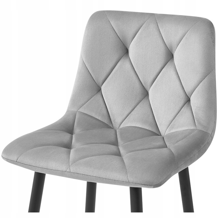 Hoker Krzesło Barowe Wysokie do Wyspy Welurowe Tapicerowane Szare