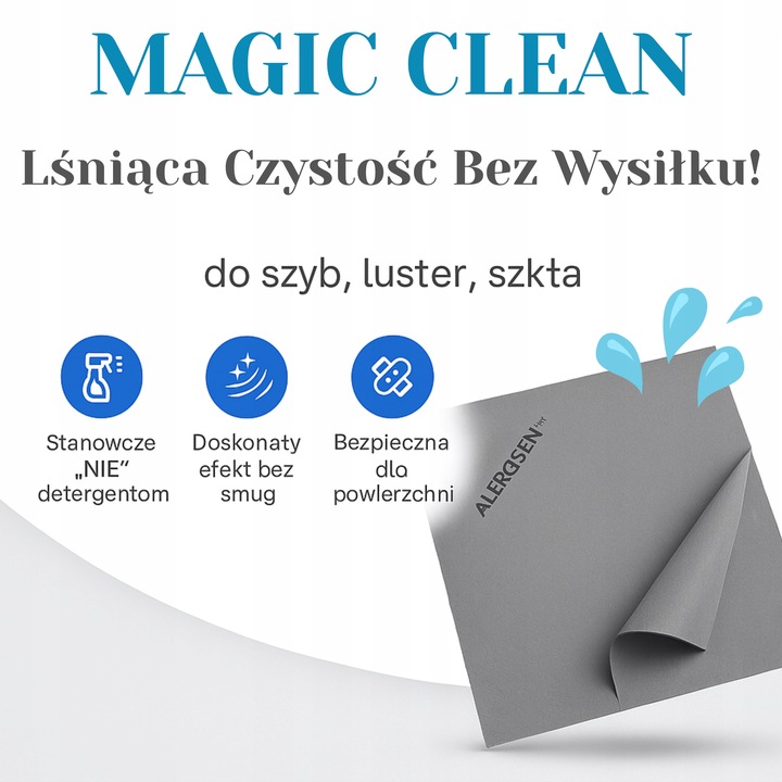 Magic Clean Ściereczki Bezsmugowe do Szyb, Luster, Szkła Czystość Bez Smug