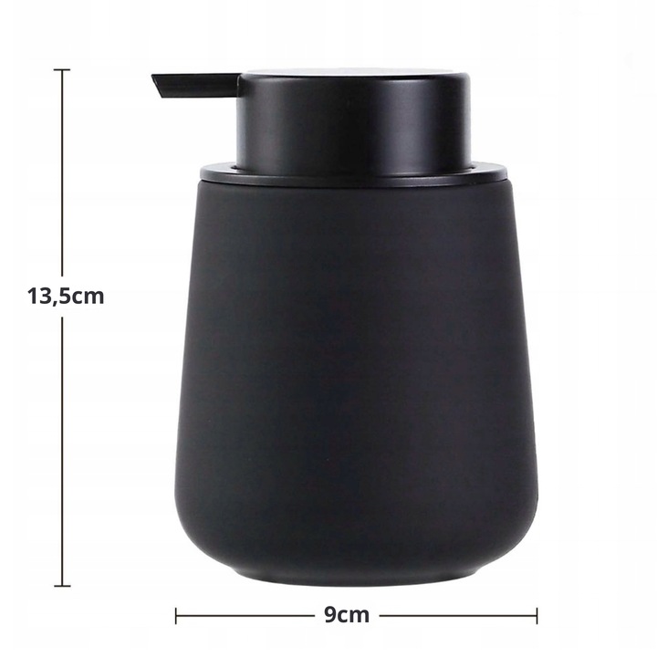 Dozownik mydła Dyspenser Płynu Ceramiczny Czarny Duży Ręczny z pompką