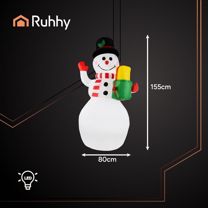 Nadmuchiwany Bałwan LED Duży Dmuchany Bałwanek Pompowany Świecący