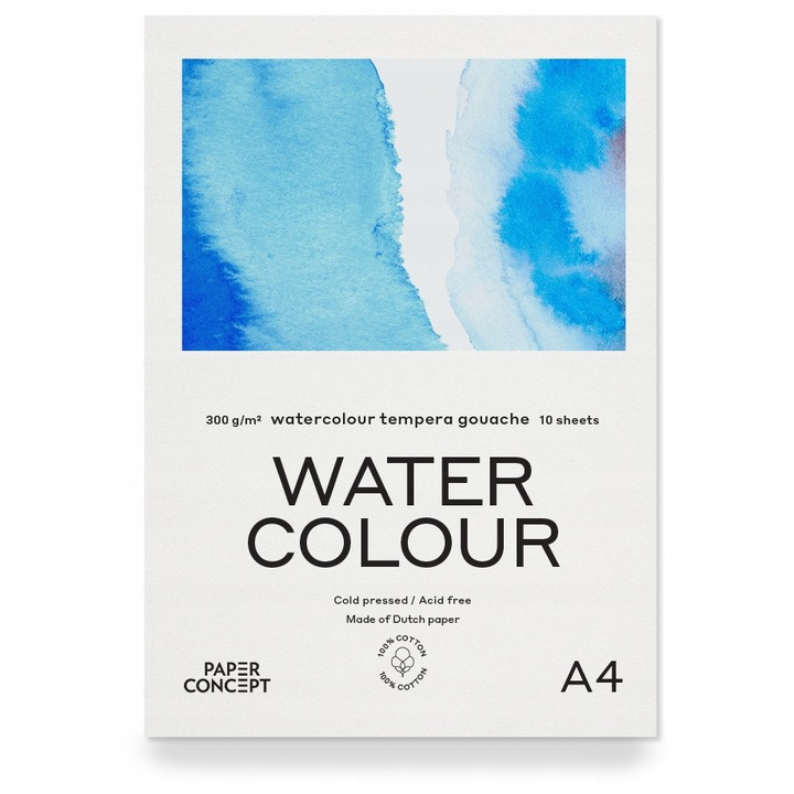 Blok do akwareli 100% bawełna - A4, 300 g, 10 ark.