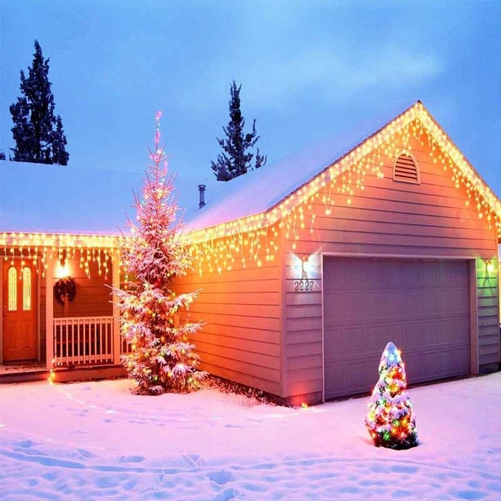 DŁUGIE SOPLE ZEWNĘTRZNE 200LED LAMPKI LED KURTYNA ŚWIETLNA BIAŁY CIEPŁY 9M.