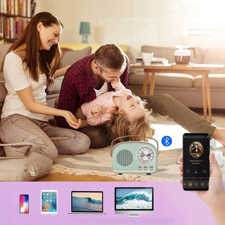 PRZENOŚNE KUCHENNE RADIO FM BLUETOOTH RETRO USB SD AUX MP3 NA