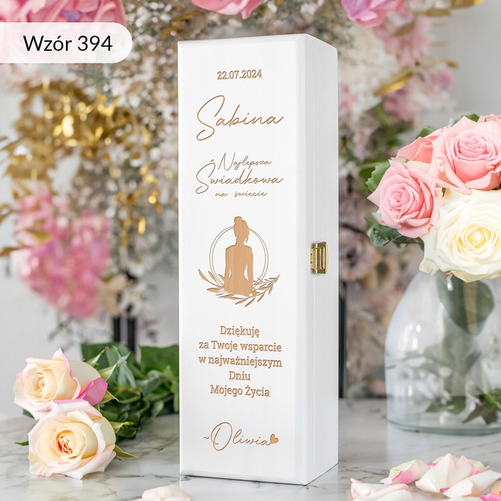 PODZIĘKOWANIE DLA ŚWIADKOWEJ SKRZYNKA NA WINO PREZENT DLA ŚWIADKOWEJ