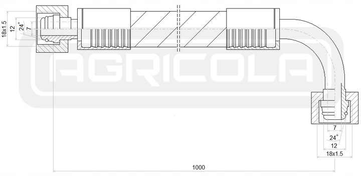 PRZEWÓD WĄŻ HYDRAULICZNY DN10 2SN M18x1.5 AK 100cm