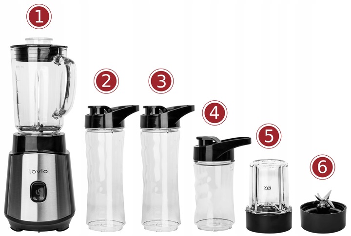 Blender kielichowy do SMOOTHIE KOKTAJLI szklany MŁYNEK do kawy KRUSZY