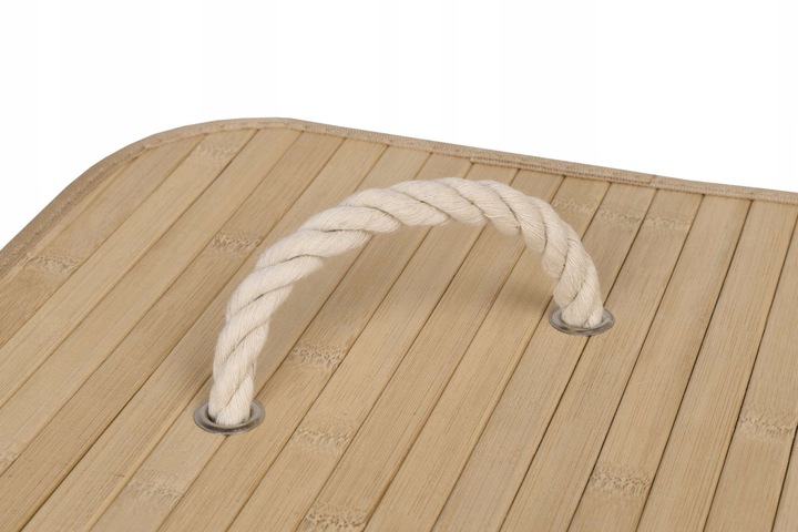 KOSZ NA PRANIE BIELIZNĘ NAROŻNY BAMBUSOWY Z POKRYWĄ POJEMNIK KUFER 60L