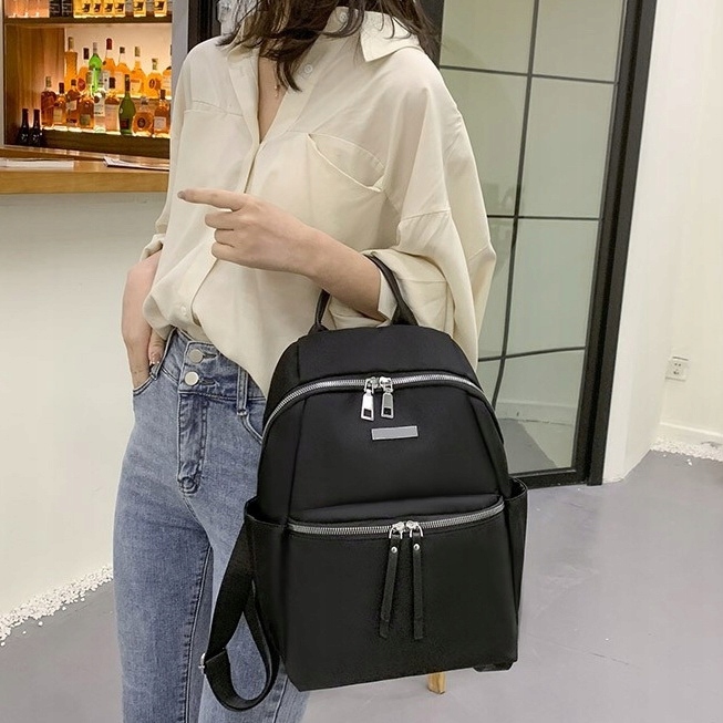 PLECAK DAMSKI CZARNY PLECACZEK POJEMNY Srebrny Zamek A4 dla Kobiety Kobiecy