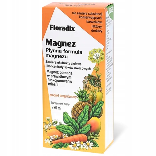 Floradix Magnez płynna formuła 250ml Dla silnych mięśni Zmęczenie Znużenie