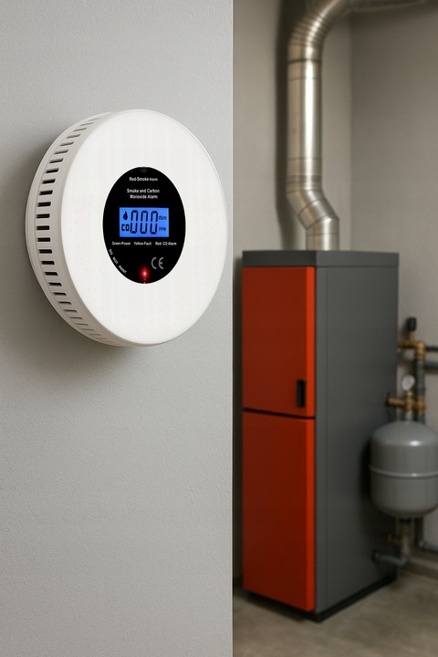 CZUJNIK CZADU DYMU TLENKU WĘGLA 2W1 CERTYFIKOWANY BEZPRZEWODOWY GŁOŚNY 85dB