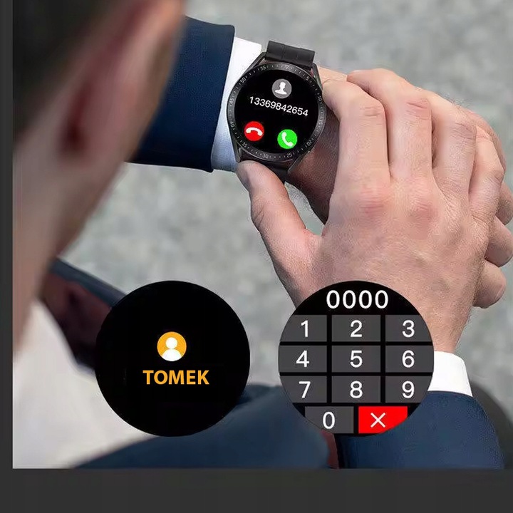 SMARTWATCH ZEGAREK POLSKIE MENU ROZMOWY SPORT SMART WATCH MĘSKI 2 PASKI