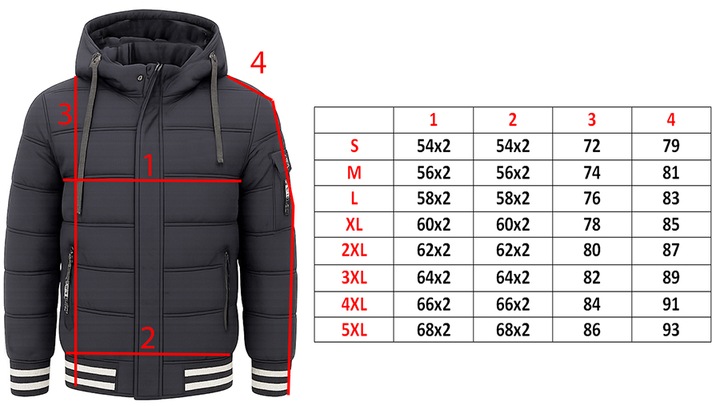 KURTKA MĘSKA Z KAPTUREM PUCHOWA OCIEPLANA ZIMOWA PIKOWANA CZARNA 4XL