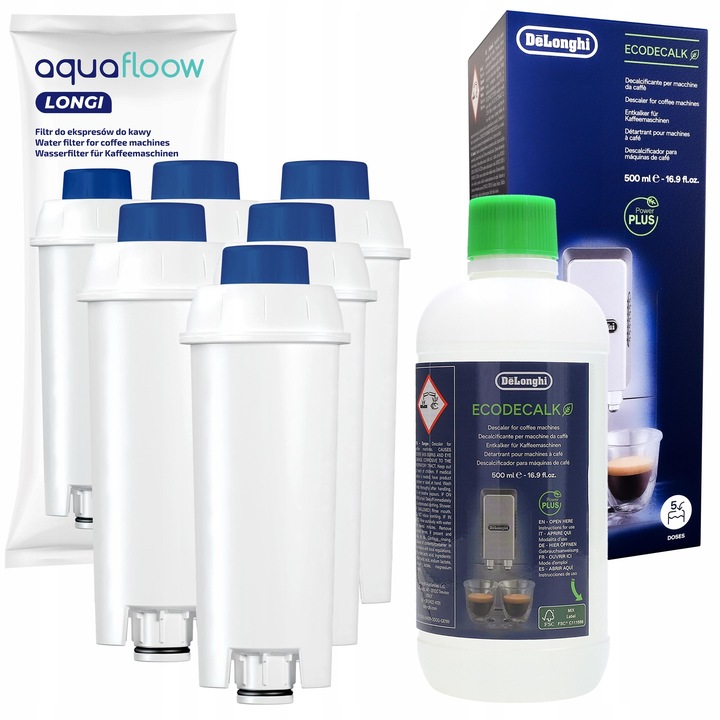 Odkamieniacz do ekspresu Delonghi + 5x AquaFloow filtr do ekspresu
