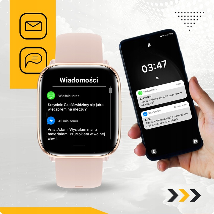 SMARTWATCH DAMSKI POLSKIE MENU ROZMOWY PULS CIŚNIENIE SPORT AMOLED 4 PASKI