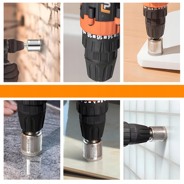 OTWORNICE DIAMENTOWE DO PŁYTEK GRESU SZKŁA KORONKA ZESTAW 10 szt