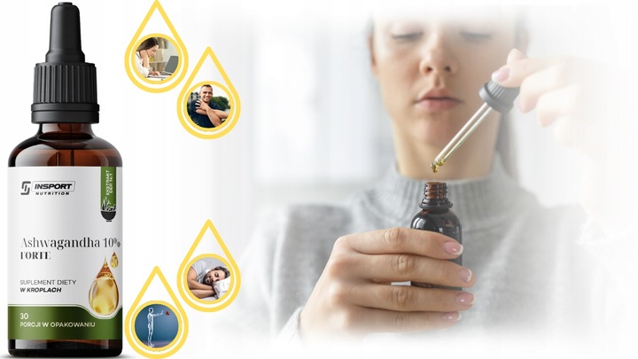 ASHWAGANDHA KROPLE 30ml FORTE 10% WITANOLIDÓW PAMIĘĆ KONCENTRACJA | INSPORT