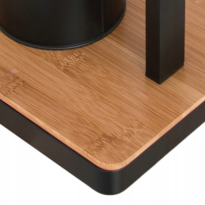 Stojak uchwyt wieszak na papier toaletowy i szczotkę do WC czarny bambus