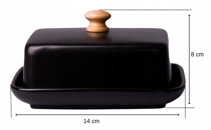 NOWOCZESNA MASELNICZKA MASELNICA POJEMNIK NA MASŁO Z POKRYWKĄ CZARNA+BAMBUS