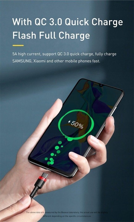 Kabel Baseus CATKLF-ALG1 USB-C - USB-C PD QC 100W 5A 2m - szary