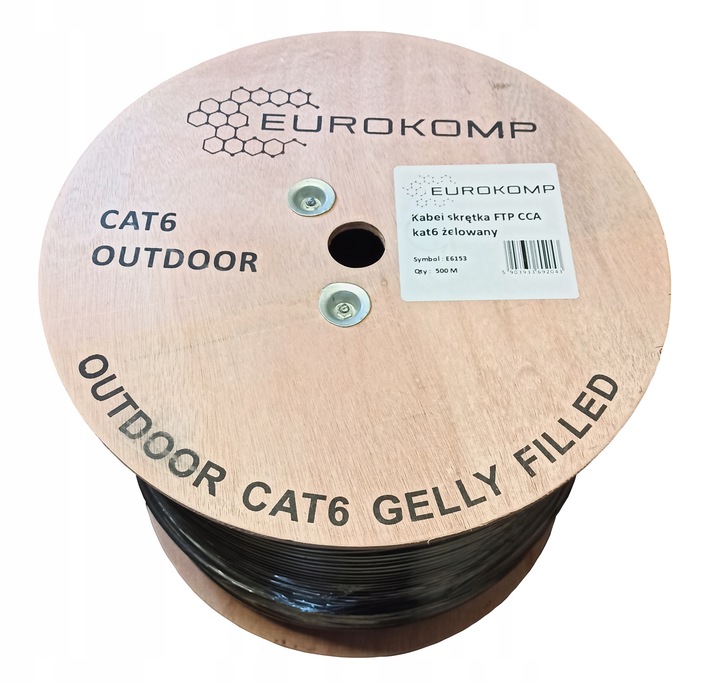 KABEL PRZEWÓD SKRĘTKA FTP ZEWNĘTRZNY ŻELOWANY RJ45 kat6 100m E6173 EUROKOMP