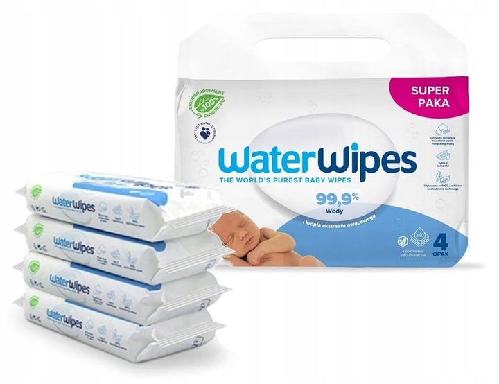 Chusteczki nawilżane WaterWipes BIO 4x60szt dla dzieci i niemowląt