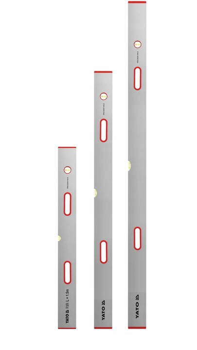 YATO ZESTAW 3 ŁAT MURARSKICH Z UCHWYTAMI 1.5M 2M 2.5M PION POZIOM